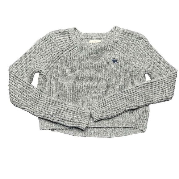 Abercrombie & Fitch Sweaters - Abercrombie and Fitch Knit Crop Sweater Womens S Gray Long Sleeve Preppy Y2K